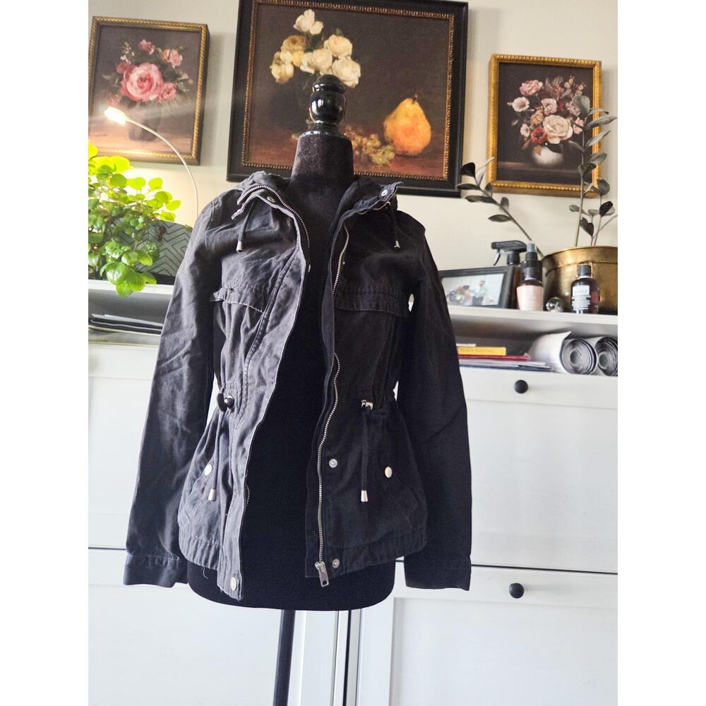 H&M Divided Black Utility Anorak Jacket Size 0 🖤🪖
